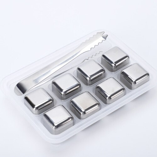 Kreatywność chłodnica naturalne kamienie Whisky zestawy wielokrotnego użytku ze stali nierdzewnej kostki lodu szczypce robić lodu kostki chłodzące wina prezenty narzędzie: C-8szt