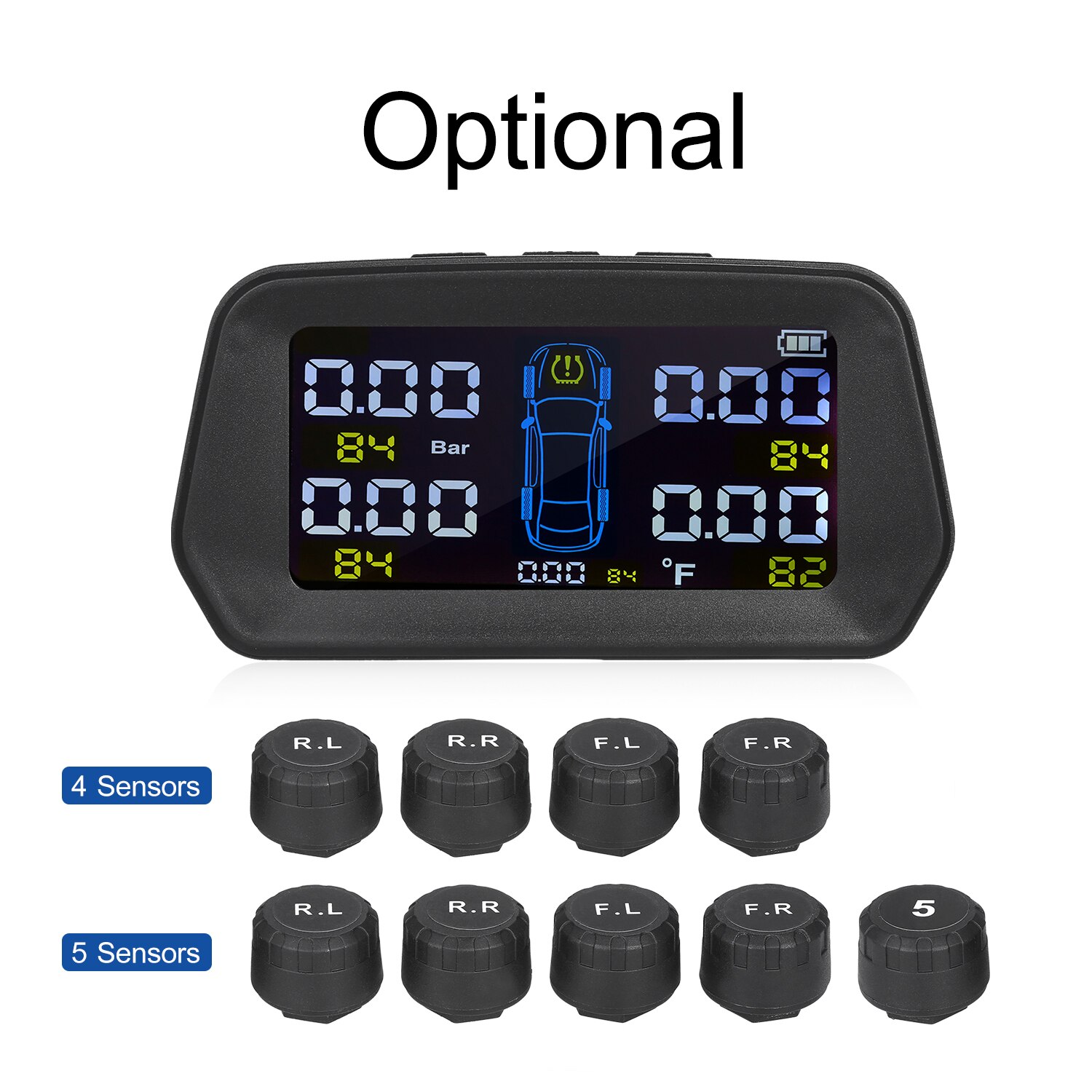 Tire Pressure Monitor Monitoring System Solar Powered with 4 External Sensors 6 Alarm Function Real Time Display Pressure