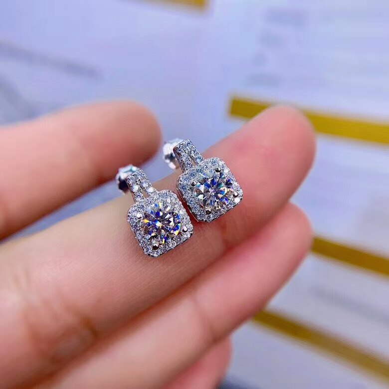 neue moissanite ohrringe frauen silber stud ohrringe 925 sterling silber shiny edelstein besser als diamant GRA zertifikat