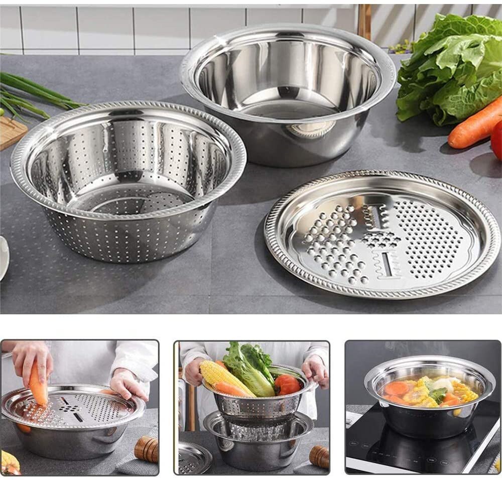 Multifunctional Stainless Steel Basin Vegetable Cutter Fruit Slicer Potato Peeler Carrot Grater Kitchen Accessories