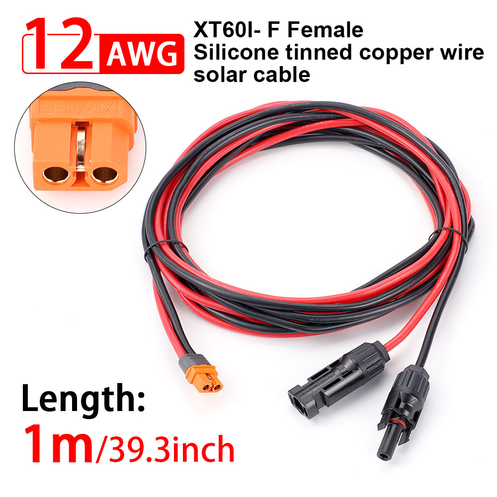 Solarstecker auf XT60I-F-Adapter, 12 AWG-Kabel, Verbindung Solarpanel-Ladekabel, 1/2/3 m, für tragbares Generator-Kraftwerk: Armee Grün