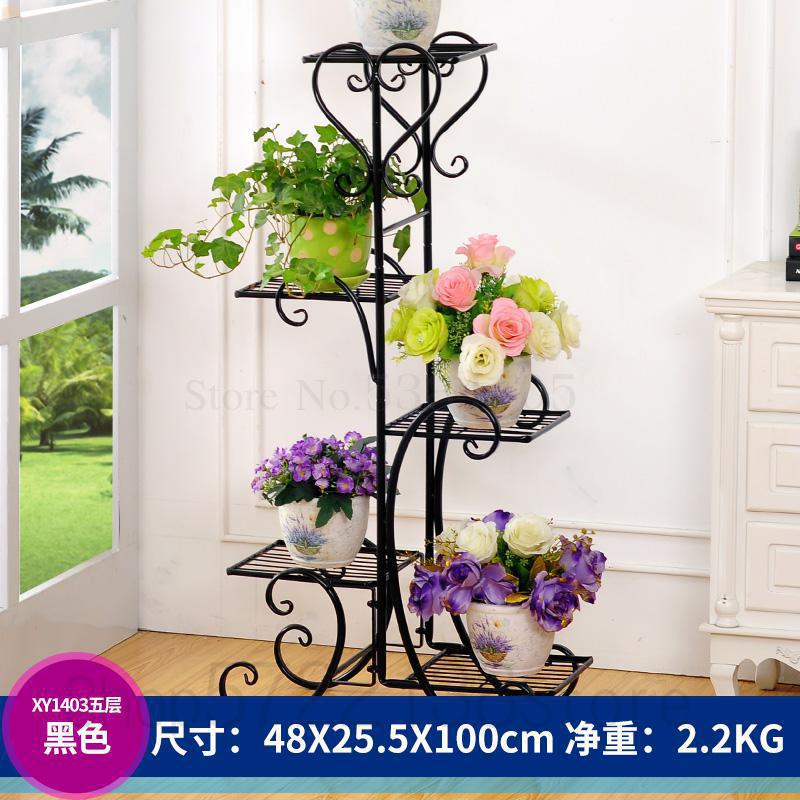 Smeedijzeren Multilayer Bloem Andere Massief Houten Bloempot Dragen Zitkamer Balkon Indoor Vloer Type Multifunctionele Opzichtige S: E