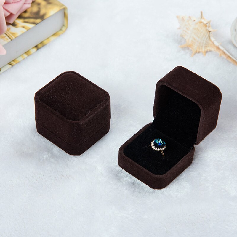 1PC Square Velvet Boxes Display Case Weddings Party Jewelry Box for Ring Earrings Black red