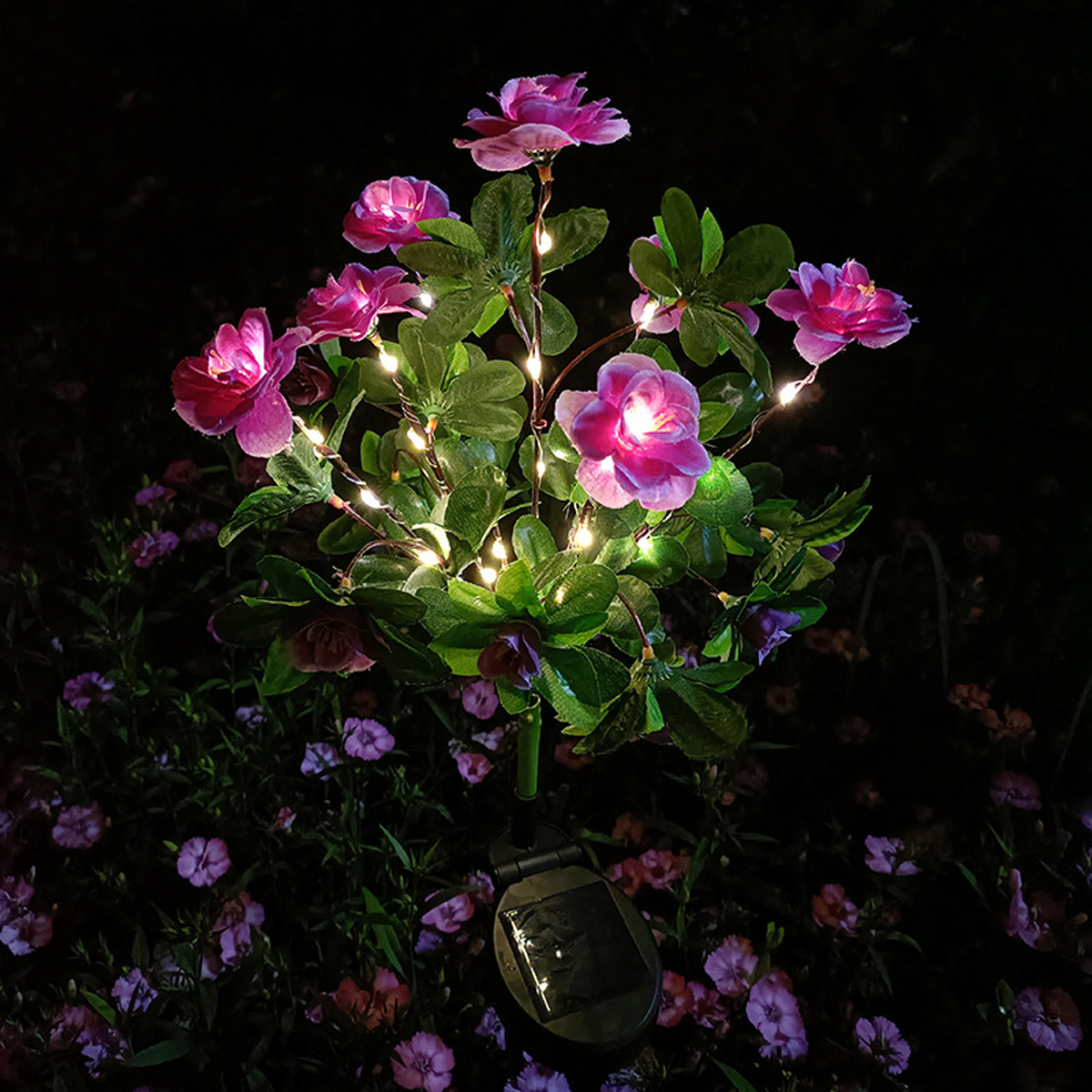 Azalea-plænelampe med 7 hoveder, blomsterlanterne til udendørs belysning, festhave, have, dekorative blomster, solcelle-led, varme lys: Måneblå