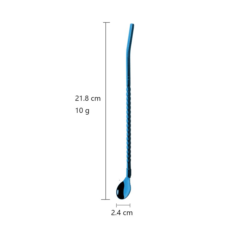 Canudos reutilizáveis coloridos para beber, 4 unidades, aço inoxidável, coquetel, colher, mexer, leite, café, ferramentas de agitação: 4Pcs Blue