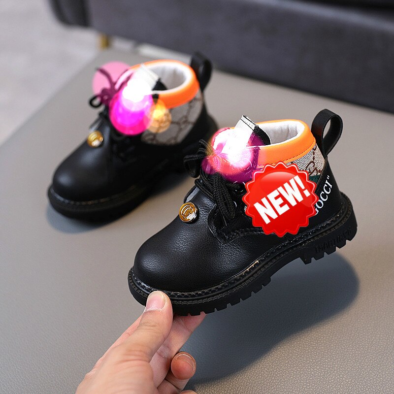 Bottes en caoutchouc antidérapantes pour bébés filles et garçons, chaussures à la pour enfants, tailles 21 à 30, printemps et automne: K15-Black / 28