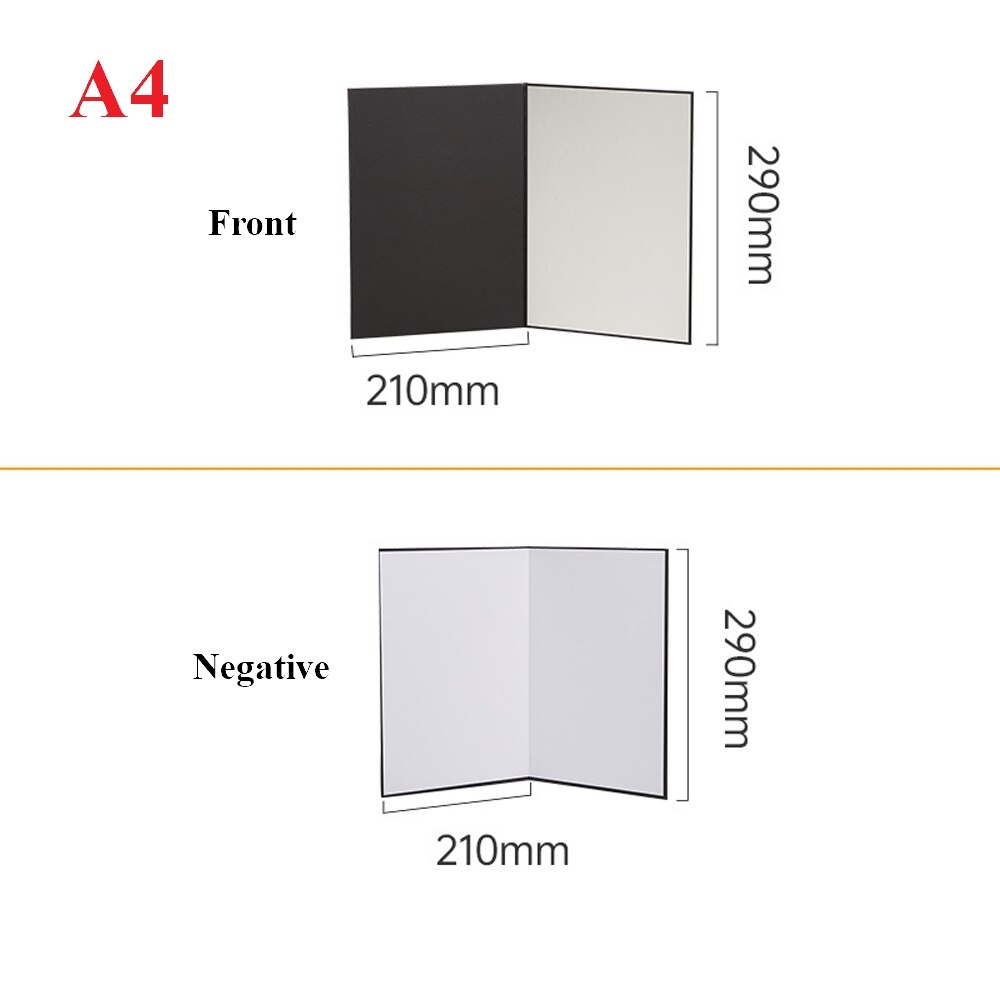 A3/A4 Photography Cardboard Foldable Reflector Black Gold Silver White Absorb Light Thick Reflective Paper for Still Life Shoot: A4 Black Silver