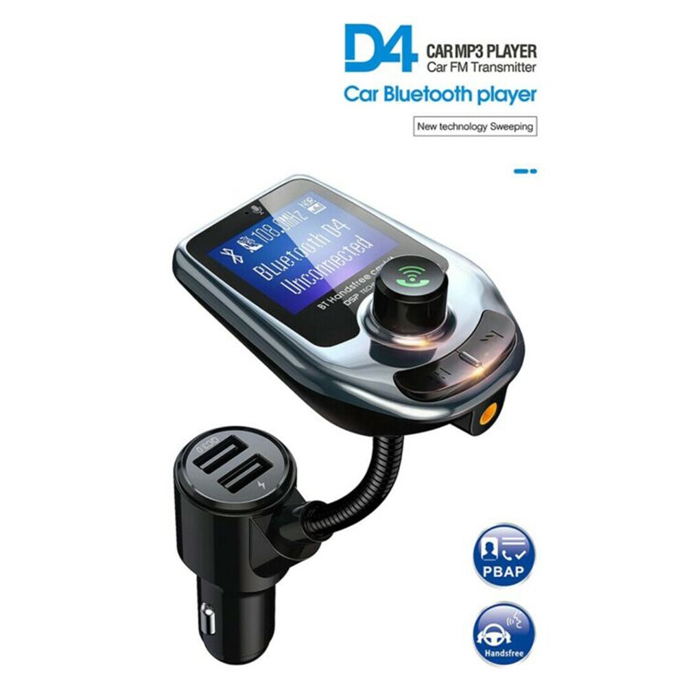 D4 MP3 Bluetooth 5.0 Fm-zender Muziekspeler Handsfree QC3.0 Auto Opladen Nieuw En