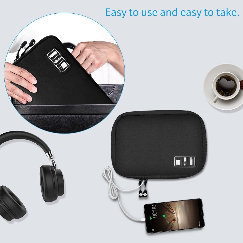 Ascromy reis-elektronica organizer tas voor oordopjes, oplader, kabelopwinder, flashdrive, harde schijf, sd-kaart, powerbank