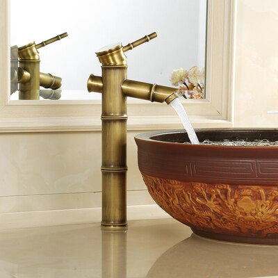 Lottin Wastafel Kraan Antiek Messing Bamboe Stijl Kraan Vintage Brons Afwerking Koper Sink Kraan Enkele Handgreep En Col: 6