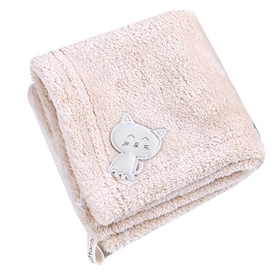 Coral Fleece Handdoek Keuken Handdoek 1Pc 25*25Cm Zachte Extreme Comfort Vierkante Kat Patch Borduren Handdoeken roze Groen Grijs: khaki