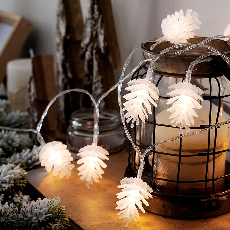 Christmas Pine Cones LED String Lights Battery Operated Fairy Lights Indoor Outdoor Decoration For Party Wedding Garden Home