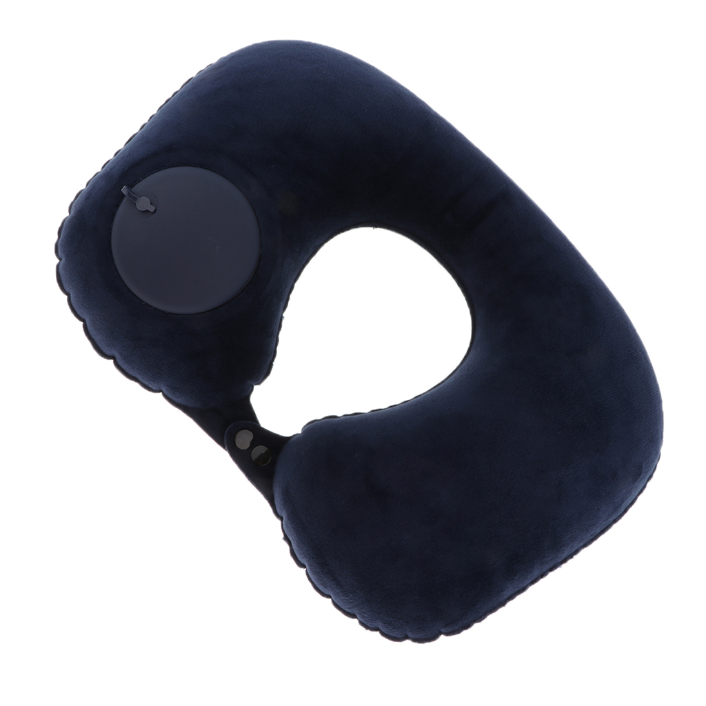 Almohada suave lavable con soporte para el cuello, reposacabezas, viaje, sueño, cuello en U, Camping al aire libre, almohadas inflables, cojines para hombres y mujeres: Purplish blue