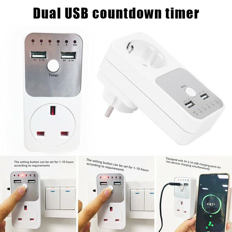 1-4pcs Dual USB Port Electronic Digital Timer Switch Smart Home Smart Life EU UK Plug Timer Outlet Programmable Timing Socket