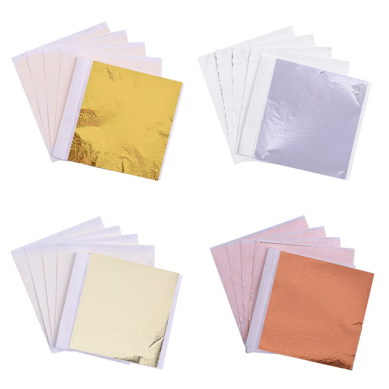 100 pçs 8x8.5cm arte artesanato papel imitação de ouro tira folhas folha cobre folhas folha papel para dourado diy artesanato decoração