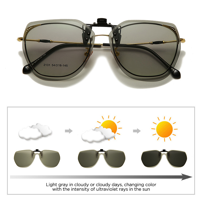 Polarized Clip On Sunglasses Men Women Flip Up Sunglasses Photochromic Driving Glasses Mirrored Sunglasses Night Vision Goggle