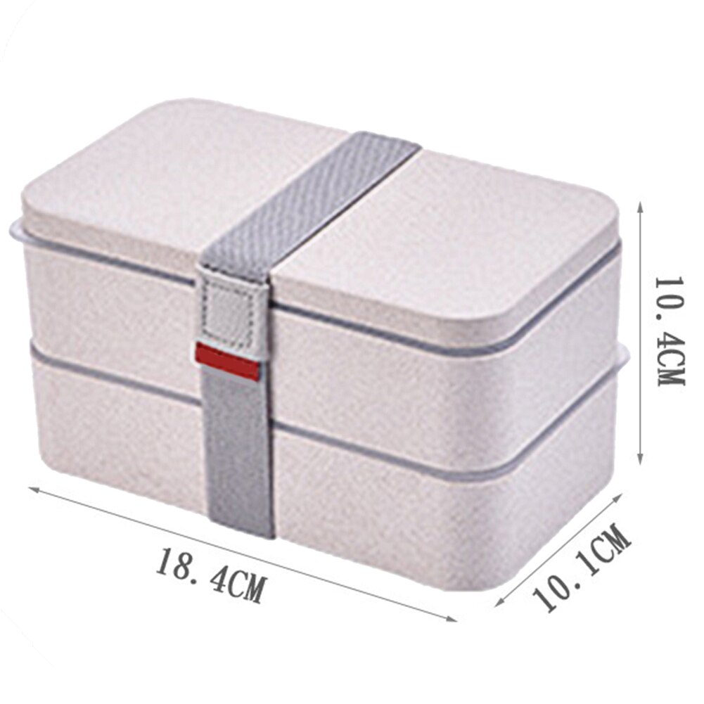 1200ml Wheat Straw Double Layers Lunch Box With Spoon Healthy Material Bento Boxes Microwave Food Storage Container Lunchbox: c