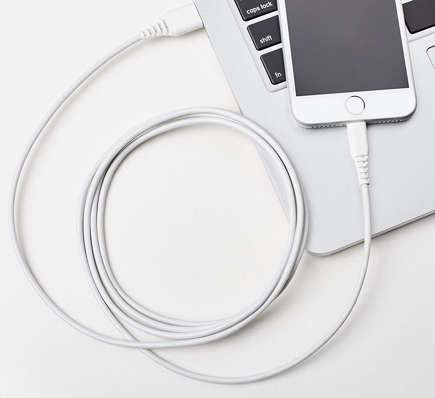 AmazonBasics Lightning to USB A Cable, MFi Certified iPhone Charger, White, 6 Foot