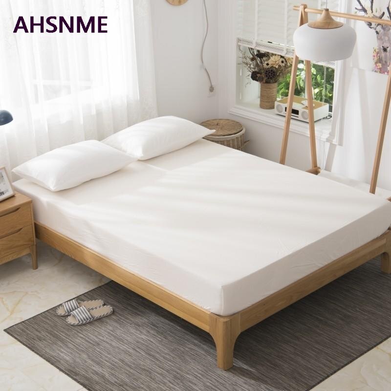 AHSNME 100% sábanas de algodón Super suave ropa de cama Cool verano Blanco Simple sábana súper ajustada 90-180x200cm