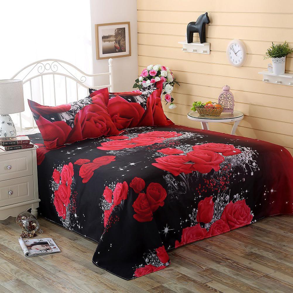 3 Conjunto láminas pieza 3D impreso poliéster sábanas de cama floral ropa de cama sábana plana funda de almohada: Style 6