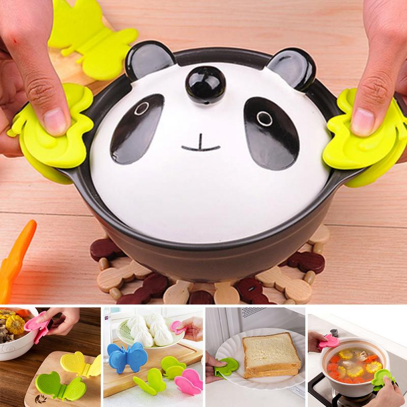 Silikone varmebestandig isolering mikroovn tallerken tallerken bakke clips klemmeholder sommerfugl køkken varmeisolering clip