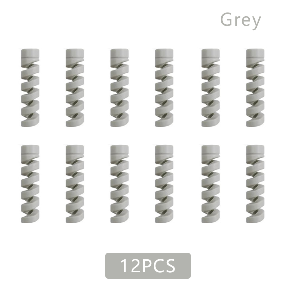 12PCS/Set Cable Protector For iPhone Desk Set Earphone Cable Organizer Wire Data Line Holder Winder Wrap Cord Desk Accessories: 12PCS Grey