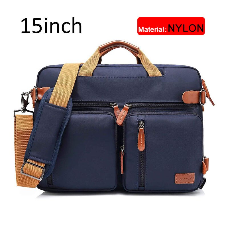 17 Inch Convertible Briefcase For Men Business Handbag Messenger Bag Casual Laptop Multifunctional Travel Bags Male: Blue nylon 15 inch