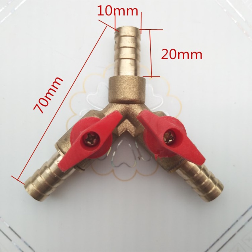 1pc 3- vägs avstängningskulventil / ventilklämmans slang hulling bränslegas 5/16 tum 8/10mm mässing y typ kulventil för trädgårdsredskap