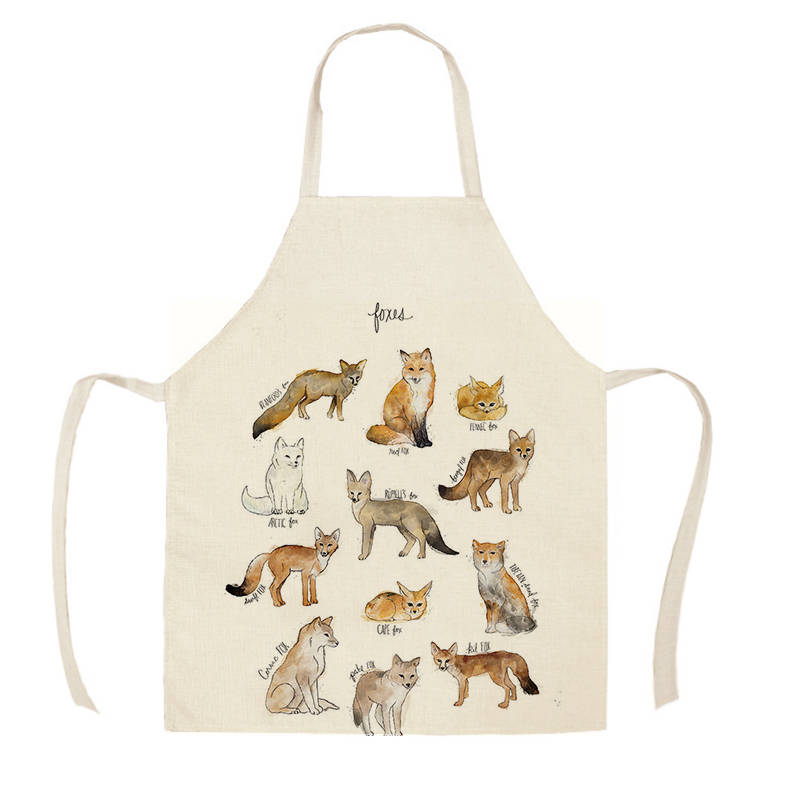 Linned dyr seris dinosaur haj kanin print køkkenforklæder unisex middag madlavning hagesmæk sjov pinafore rengøringsforklæde wqf 594: Wqf 59403 / 55 x 68cm