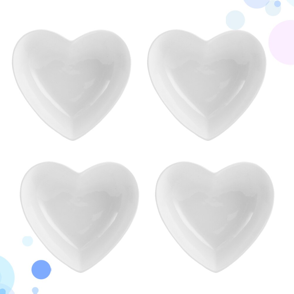 4 pièces assiette en céramique en forme de coeur plat d'assaisonnement assiette à collation