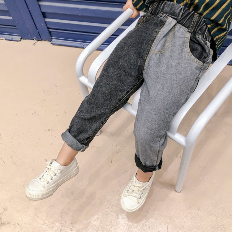Color block moda jeans bambino Casual Denim abbigliamento per bambini cotone ragazzi pantaloni lunghi bambini ragazze abbigliamento pantaloni sportivi primavera