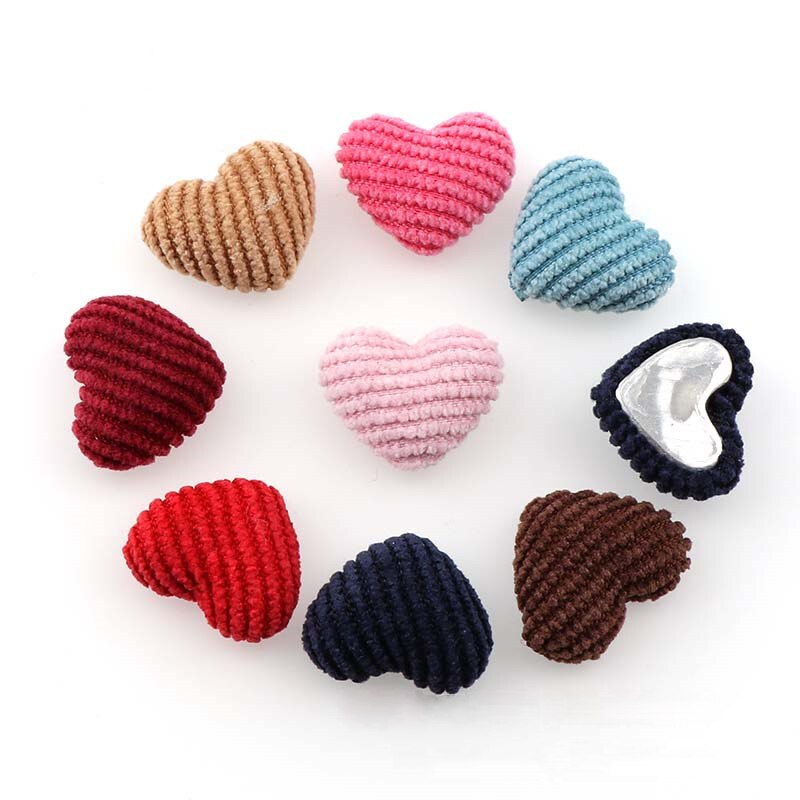 20 Uds. Botones de franela de corazones de colores, adornos para manualidades DIY, suministros para pendientes, Material para hacer joyas, accesorios, nociones de costura