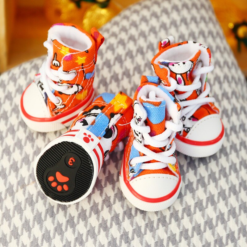 Zapatillas deportivas para perros pequeños, zapatos para mascotas, botas de primavera y otoño, calzado antideslizante para cachorros, 4 unids/set por juego,