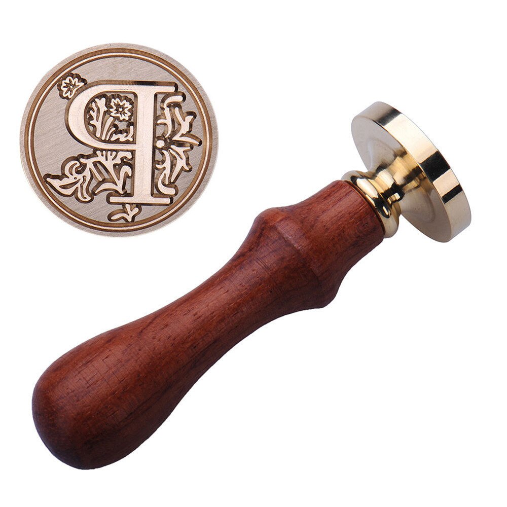 Retro timbro di legno classico 24 lettera A-Z alfabeto iniziale sigillo di cera sigillo timbro antico sigillo Post decorativo antico timbro regali: P