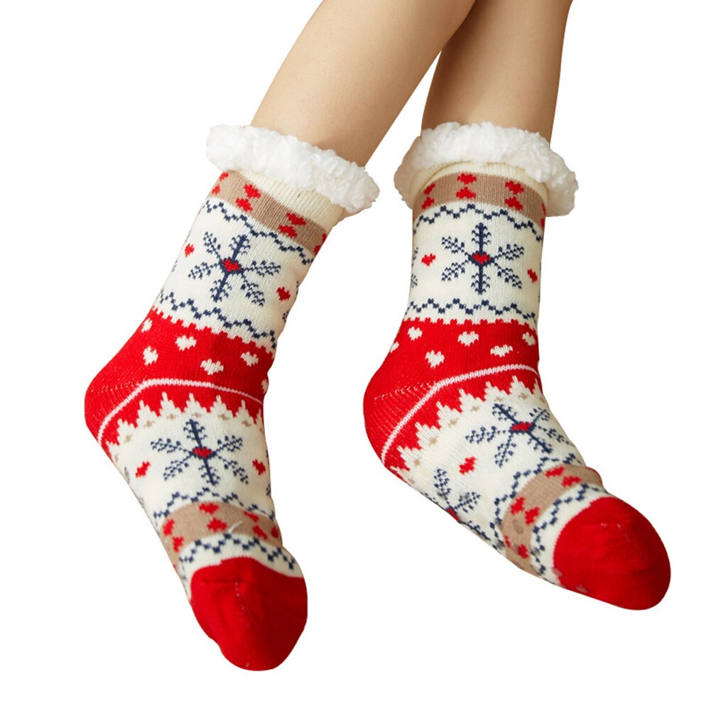 Kvinder ekstra varm fleece indendørs sokker varme fødder strækbare til vinterhjem jul  x85: C