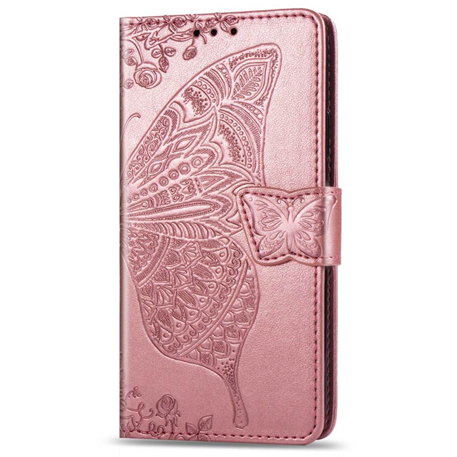 Flip Case For OPPO A15 Case 3D Butterfly Luxury Wallet Cover PU Leather Phone Case For OPPO A15 Case: RoseGold