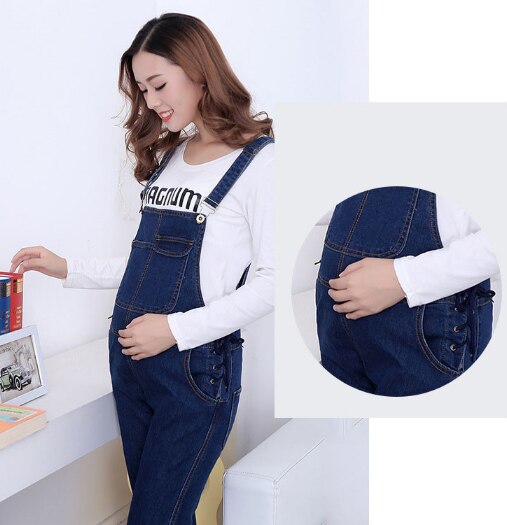 Maternity Overalls - Bib Front Denim Overalls With Adjustable Straps | Straight Leg Ankle Length For Pregnant Women