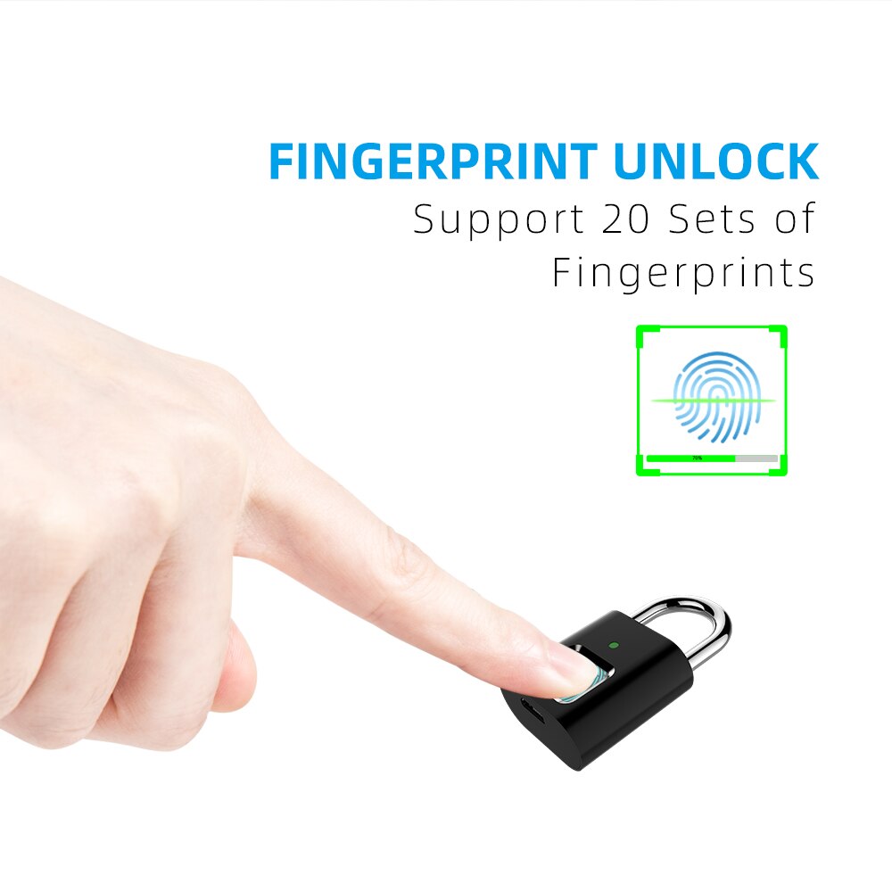 Quick Padlocks Smart Biometric Thumbprint Door Padlocks Rechargea... – Vicedeal