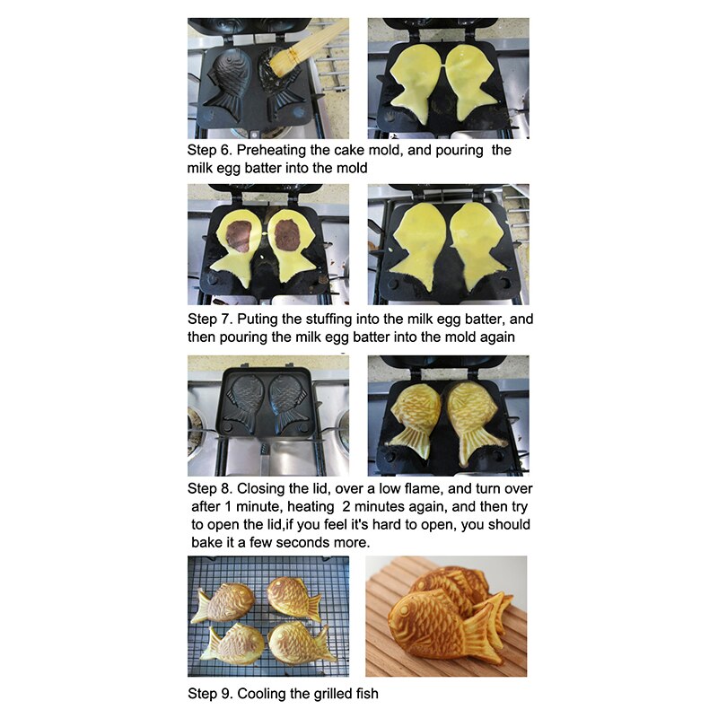 Taiyaki Fish Cake Maker Cast Waffle Pan Mold Tray Home Cooking Bakeware Tools Taiyaki Pan