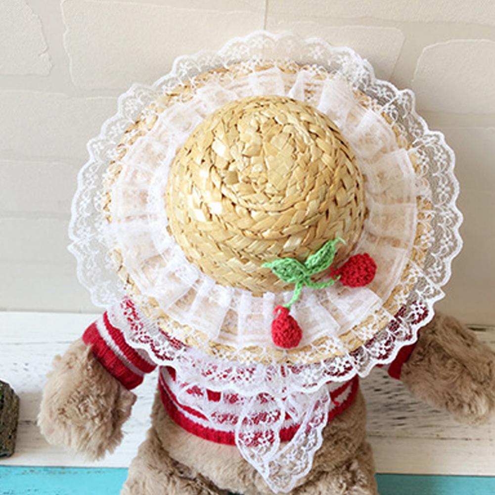 Cool Puppy Hat Sun Lace Ruffled Hem Adorable Straw Pet Photography Hats for Summer Dogs Caps Accessories Decor