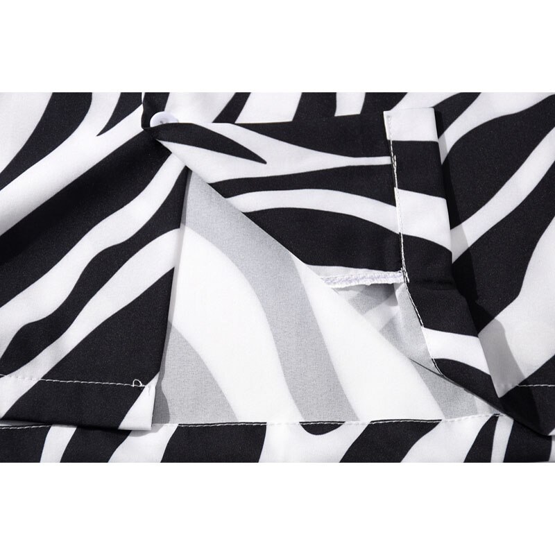 Herre zebra print skjorte afslappet strandprintede korte ærmer mænd kvinder hawaii oversize harajuku streetwear toppe