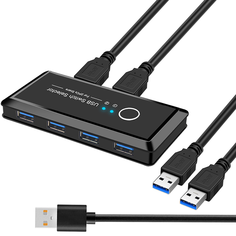 Kvm Switch Usb 3.0 2.0 Usb Kvm Switch Met Extender Voor Toetsenbord Muis Printer 2 Pcs Sharing 4 Apparaten Usb schakelaar Monitor Usb