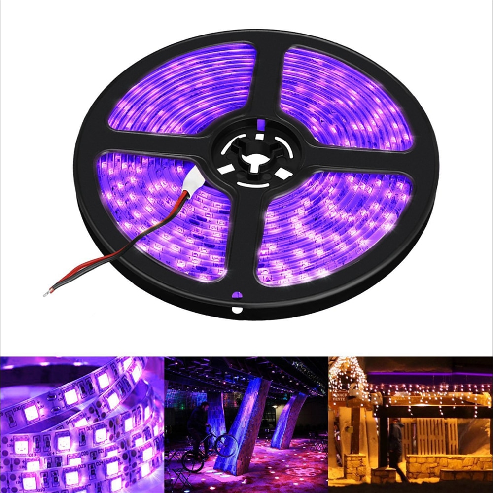 Uv led strip licht 395-405nm Ultraviolet tape Bankbiljet verificatie aquarium Desinfectie fluorescerende lamp nail diode 2835 12V