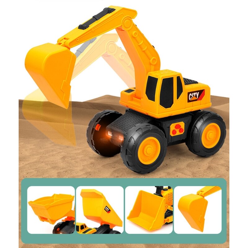 Graafmachine Dump Truck Speelgoed Voor Kinderen Mini Inertiële Bouw Voertuig Beweegbare Gewrichten Bulldozer Digger Model Kinderen