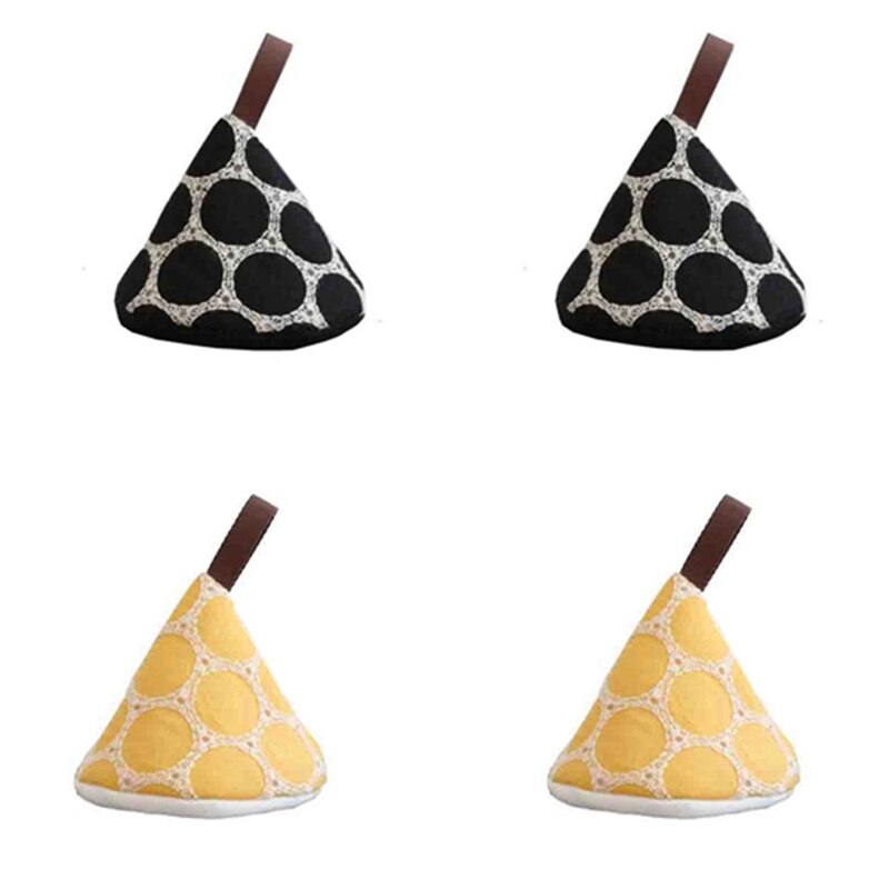 Broderie japonaise, cuisine Anti-brûlure, Triangle poignée de Pot, capuchon, gants d&#39;isolation thermique, capuchon de Pot en tissu, veste de Pot: Yellow Black
