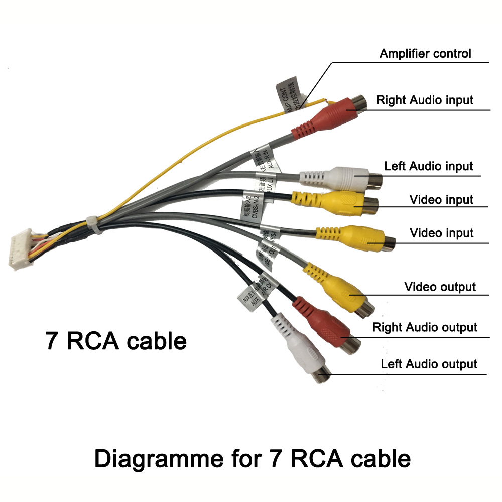 20 P enchufe Radio estéreo para coche salida RCA arnés de cables auxiliar adaptador de conector de cableado cable subwoofer ranura para tarjeta SIM 4G cable de radio para coche: Blanco
