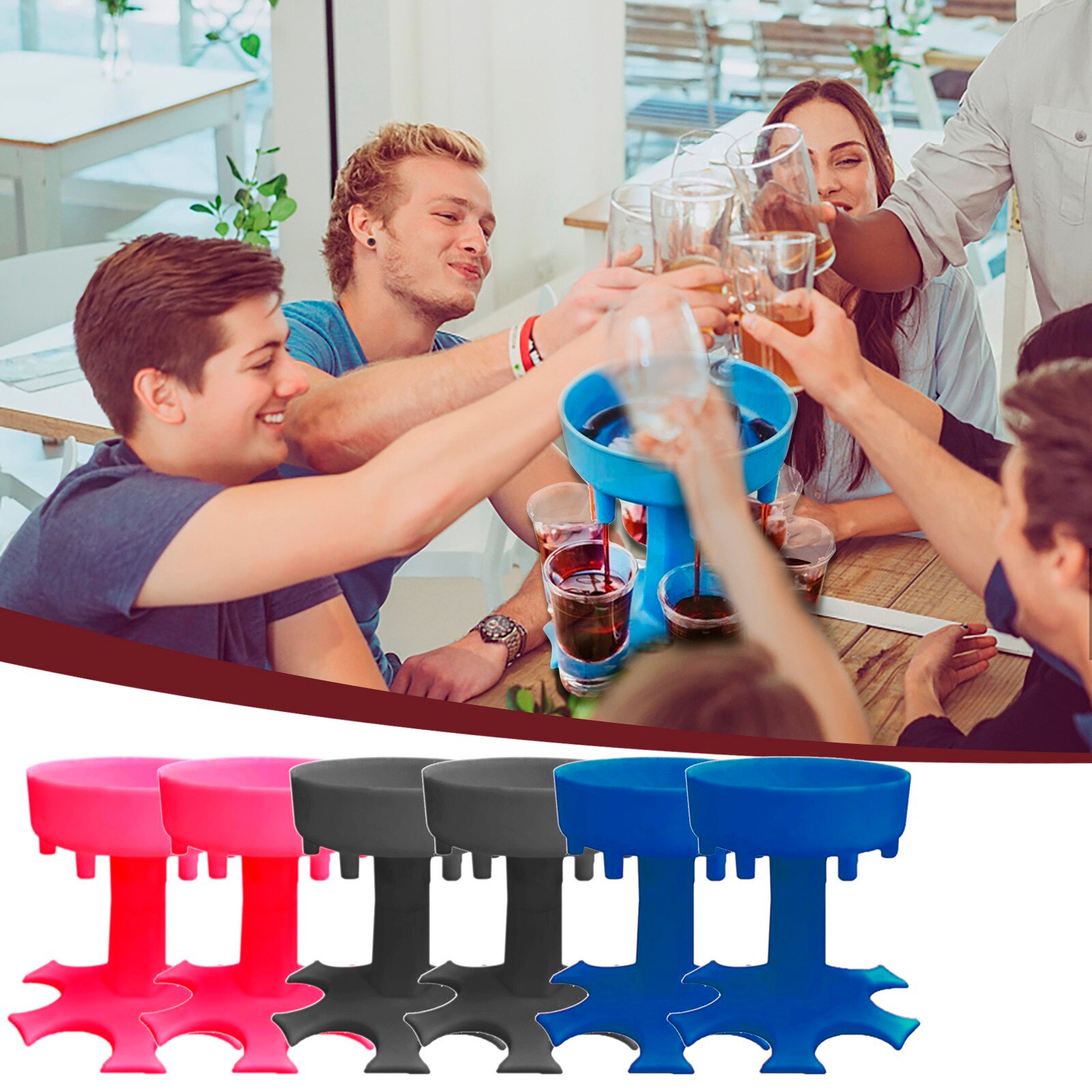 2 sztuk kreatywny 6 kieliszek dozownik i uchwyt-dozownik robić napełniania płynów, strzał dozowania impreza gra w picie alkoholu Dom bar czas