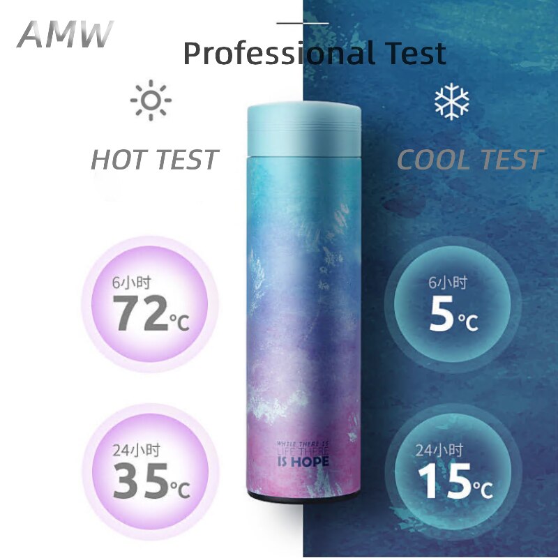 450ml LED lindo termo vacío-pantalla Digital inteligente de temperatura de acero inoxidable termo botella de agua para café té leche