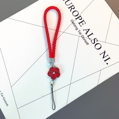 Mobile Phone Straps rope clover flower short hand rope universal squishy for key lanyard neck lanyard neckband anti-stress: red