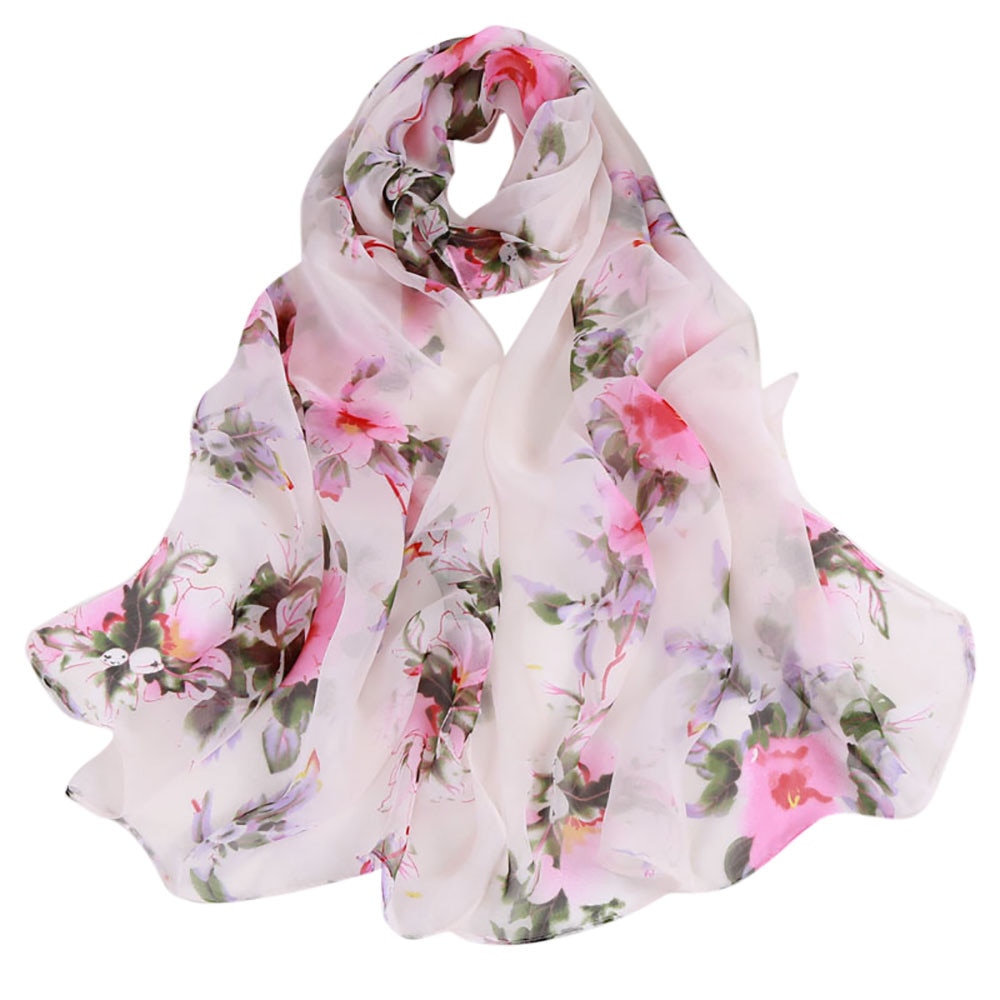 Vrouwen Perzik Bloesem Print Sjaal Zomer Dunne Zachte Wrap Dames Elegante Bloemen Sjaal Ademend Chiffon Sjaals Halsdoek Tippet: a
